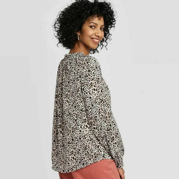 A NEW DAY Tie Front Blouse | Black Leopard Print | Large - Picture 10 of 13